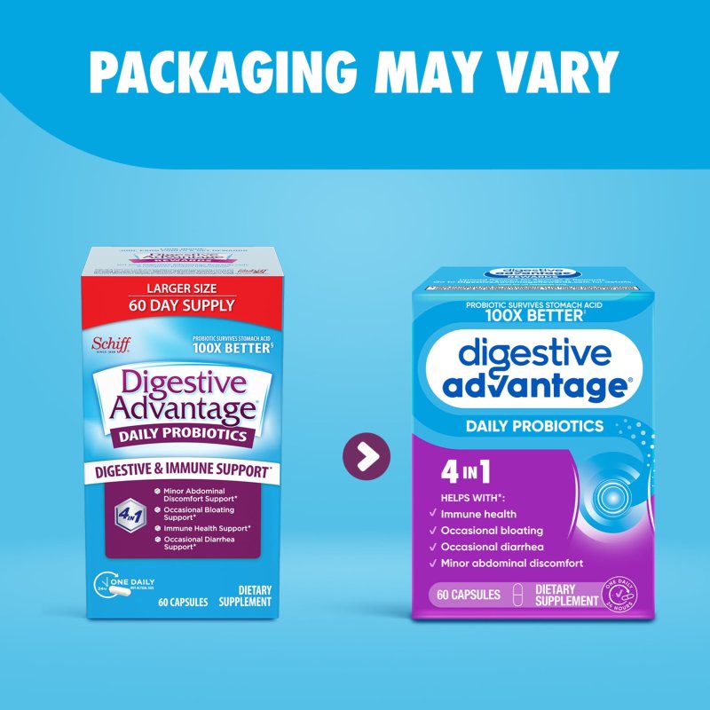 DIGESTIVE ADVANTAGE DAILY PROBIOTICS - GUT HEALTH SUPPORT 60 CAPSULES FOR WOMEN AND MEN