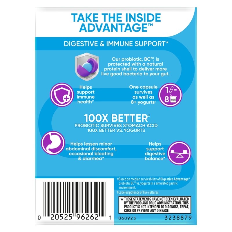 DIGESTIVE ADVANTAGE DAILY PROBIOTICS - GUT HEALTH SUPPORT 60 CAPSULES FOR WOMEN AND MEN