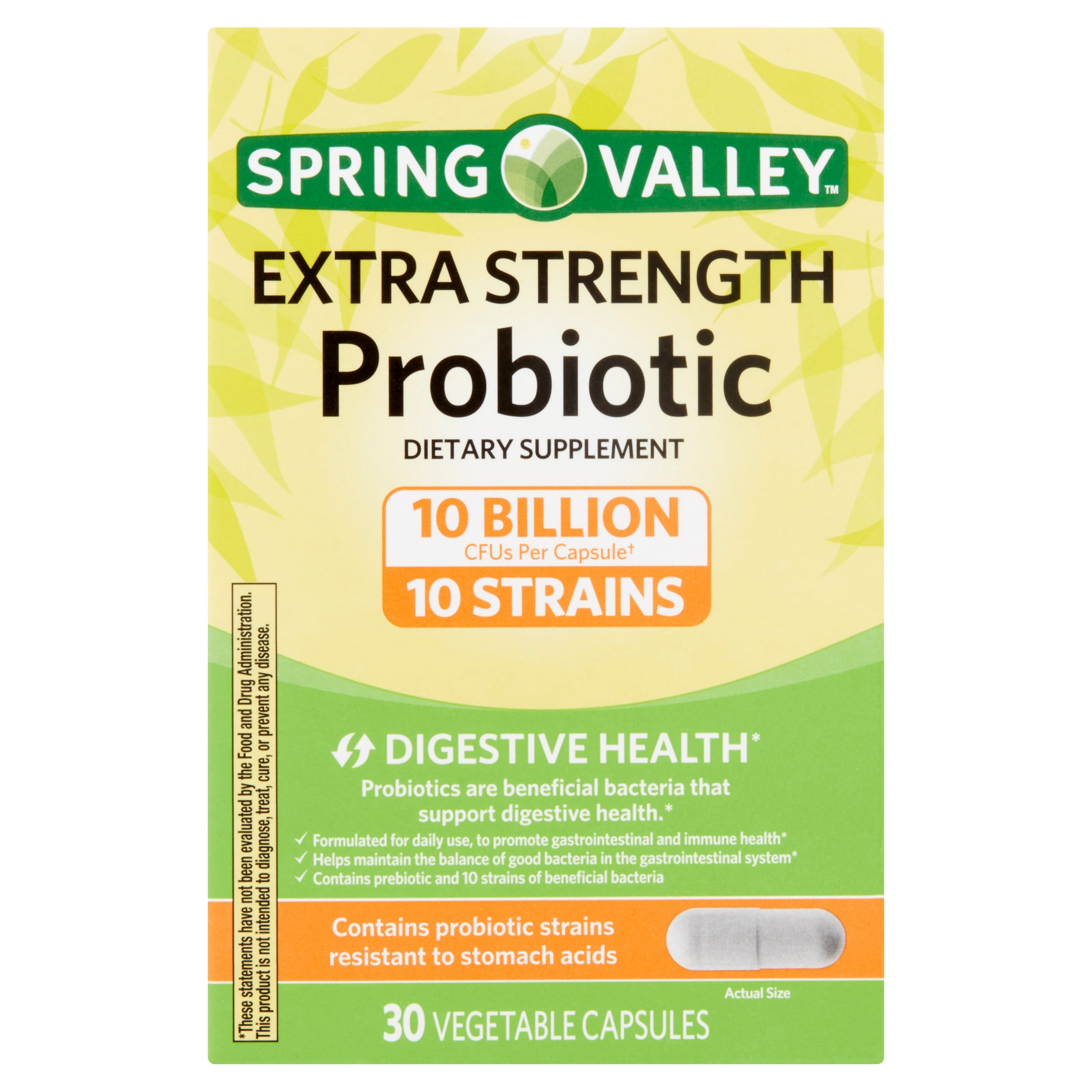 SPRING VALLEY EXTRA STRENGTH PROBIOTIC VEGETABLE CAPSULES 30 COUNT FOR DIGESTIVE HEALTH