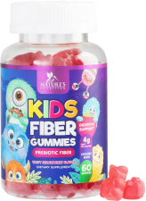 KIDS' FIBER GUMMIES SUPPLEMENT - DAILY PREBIOTIC FIBER FOR REGULARITY & DIGESTIVE HEALTH - PLANT-BASED VITAMINS - VEGAN - BERRY FLAVOR - 60 GUMMIES