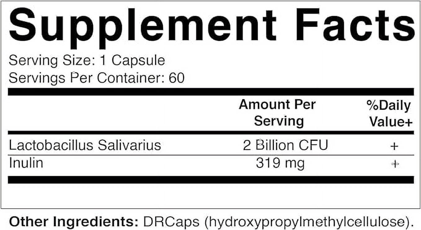 VITAMATIC LACTOBACILLUS SALIVARIUS 2 BILLION DR CAPSULES 60 COUNT DIGESTIVE SUPPORT PREBIOTIC INULIN FIBER