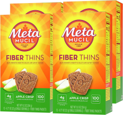 META MUCIL FIBER THINS DAILY PSYLLIUM HUSK SUPPLEMENT FOR DIGESTIVE HEALTH, APPLE CRISP FLAVOR, 12 COUNT X 4 PACK