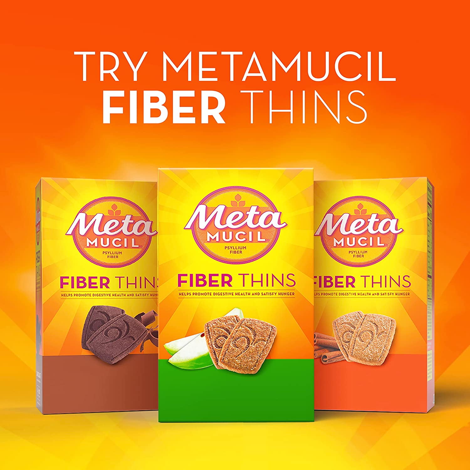 META MUCIL FIBER THINS DAILY PSYLLIUM HUSK SUPPLEMENT FOR DIGESTIVE HEALTH, APPLE CRISP FLAVOR, 12 COUNT X 4 PACK