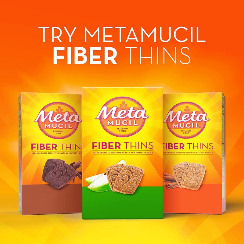 META MUCIL FIBER THINS DAILY PSYLLIUM HUSK SUPPLEMENT FOR DIGESTIVE HEALTH, APPLE CRISP FLAVOR, 12 COUNT X 4 PACK