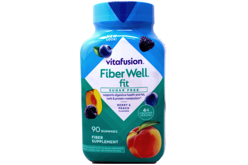VITAFUSION FIBER WELL FIT FIBER B VITAMIN SUGAR FREE GUMMIES PEACH BERRY 90 CT