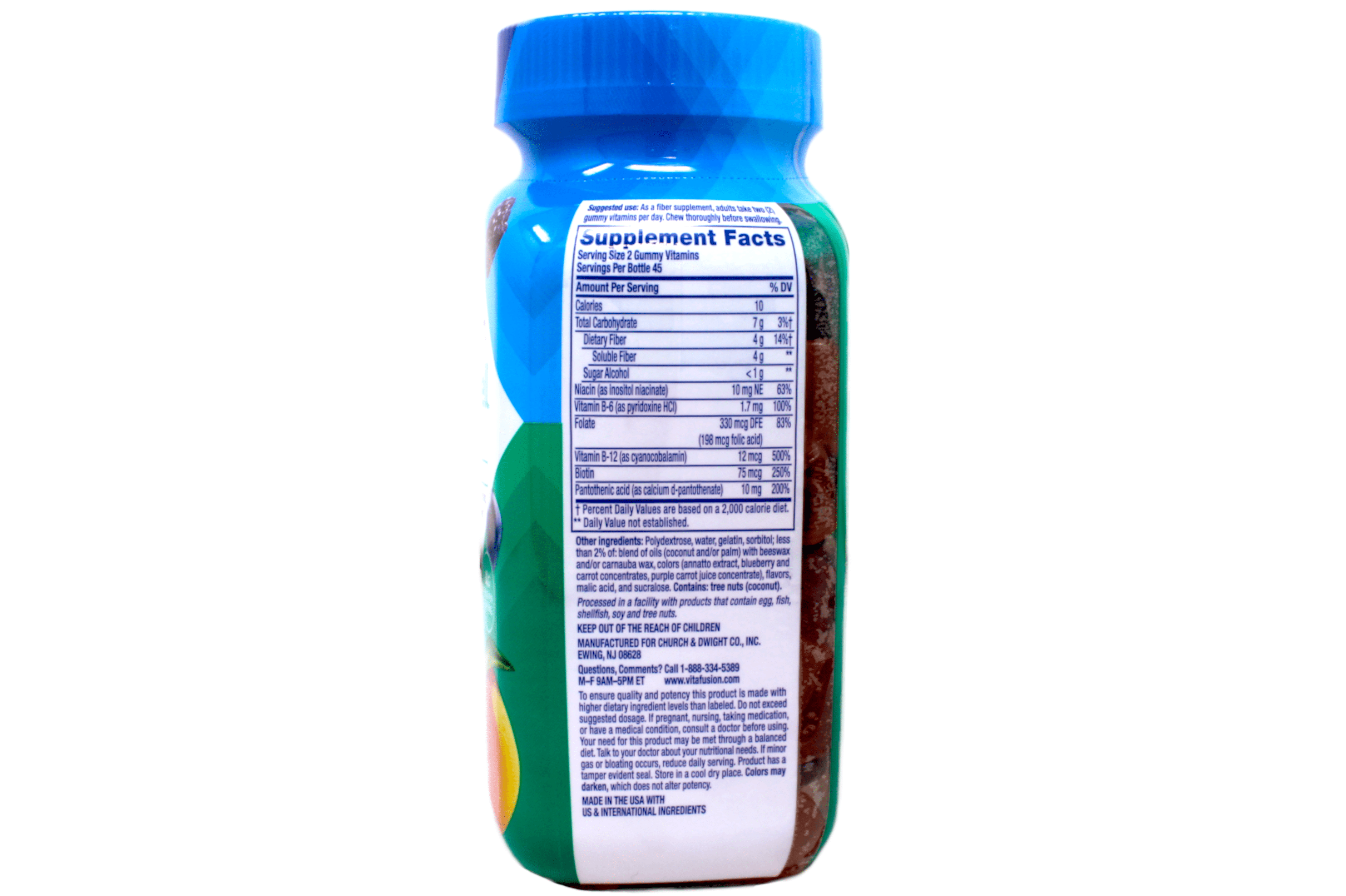VITAFUSION FIBER WELL FIT FIBER B VITAMIN SUGAR FREE GUMMIES PEACH BERRY 90 CT