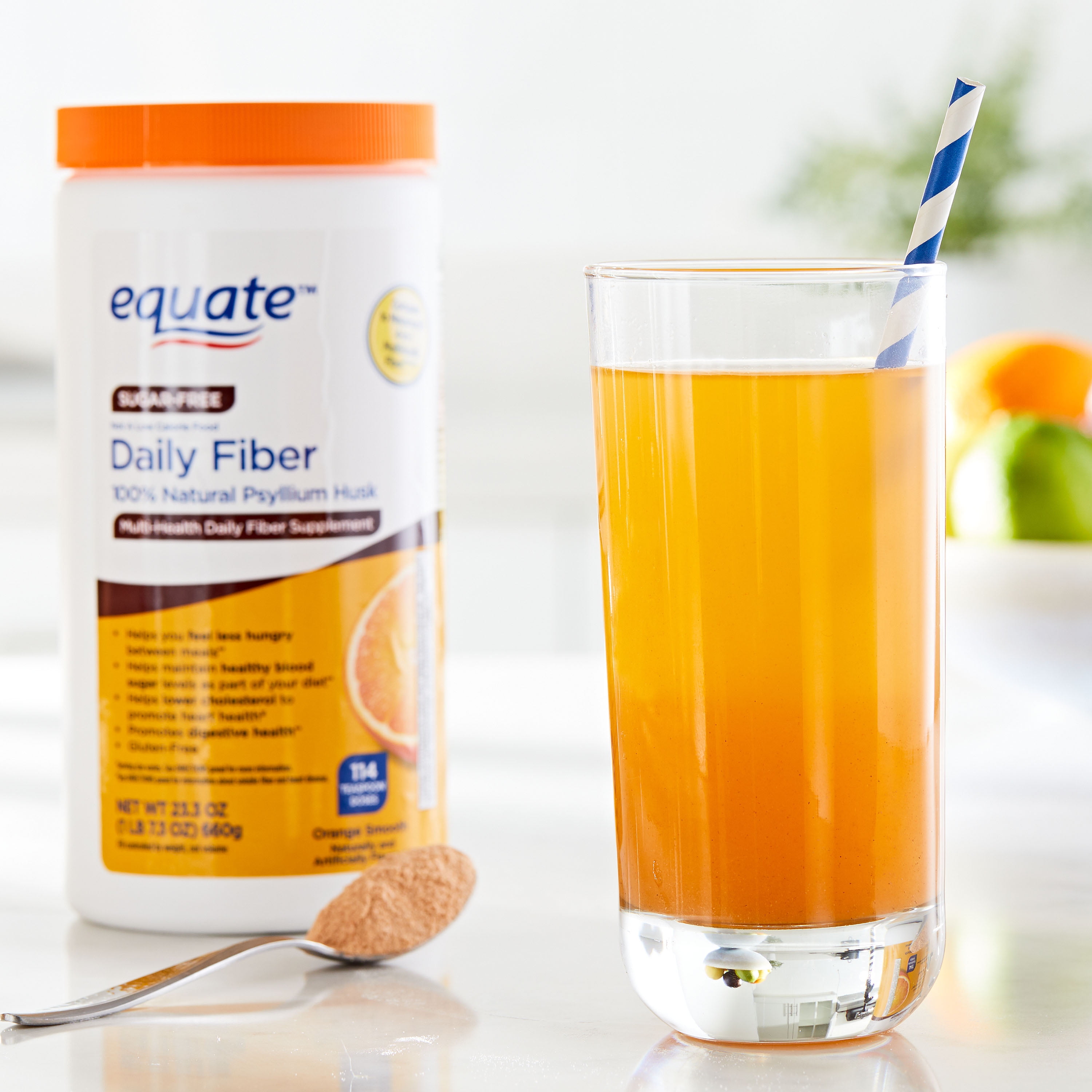 EQUATE DAILY FIBER SUPPLEMENT PSYLLIUM HUSK ORANGE POWDER SUGAR-FREE 114 DOSES