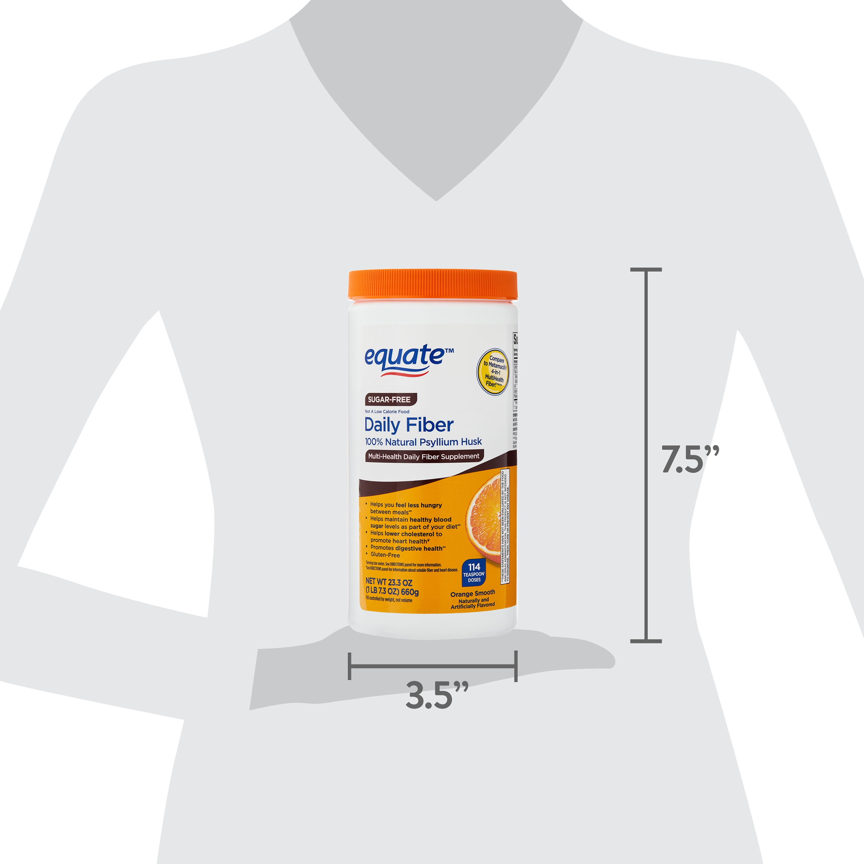 EQUATE DAILY FIBER SUPPLEMENT PSYLLIUM HUSK ORANGE POWDER SUGAR-FREE 114 DOSES