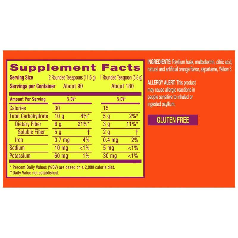 METAMUCIL ORANGE SUGAR FREE FIBER POWDER 180 SERVINGS FOR DIGESTIVE HEALTH