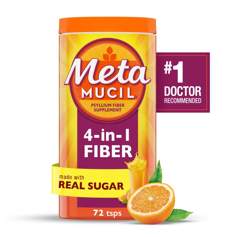 METAMUCIL ORANGE SUGAR FIBER POWDER 72 SERVINGS FOR DIGESTIVE HEALTH