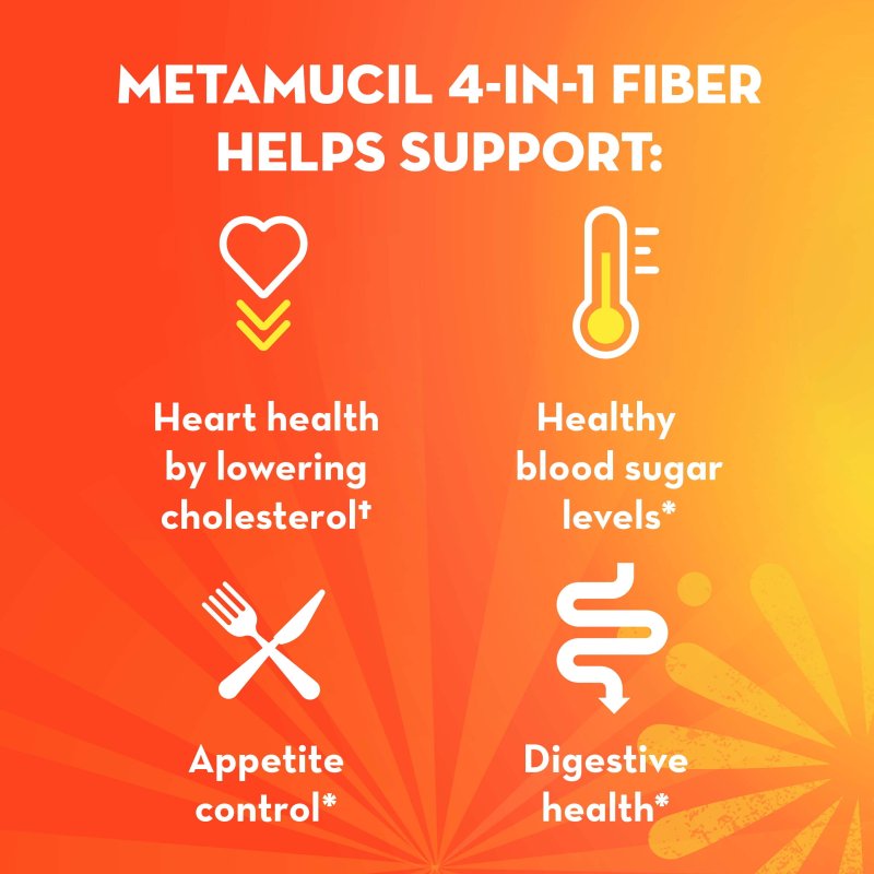 METAMUCIL ORANGE SUGAR FIBER POWDER 72 SERVINGS FOR DIGESTIVE HEALTH
