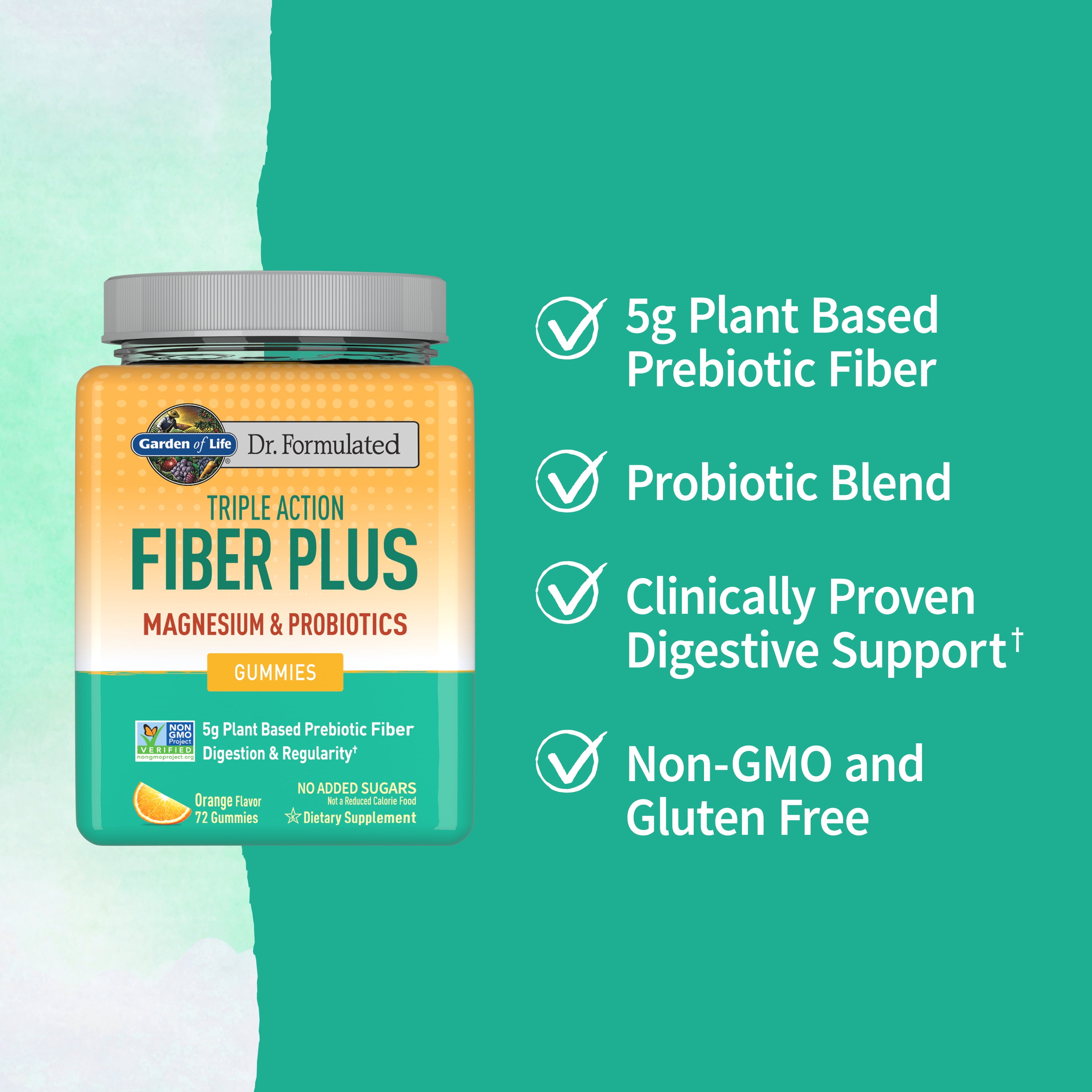 GARDEN OF LIFE DR. FORMULATED FIBER PLUS GUMMIES WITH MAGNESIUM PROBIOTICS 72 CT FOR DIGESTIVE GUT HEART HEALTH CONSTIPATION RELIEF STRESS SUPPORT, AMERIKASEPETIM