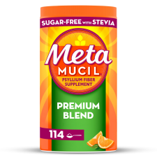 METAMUCIL FIBER POWDER WITH STEVIA FOR DIGESTIVE HEALTH ORANGE 114 SERVINGS