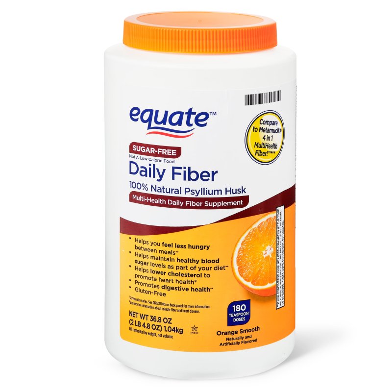 (2 PACK) EQUATE SUGAR FREE DAILY FIBER POWDER ORANGE SMOOTH 36.8 OZ