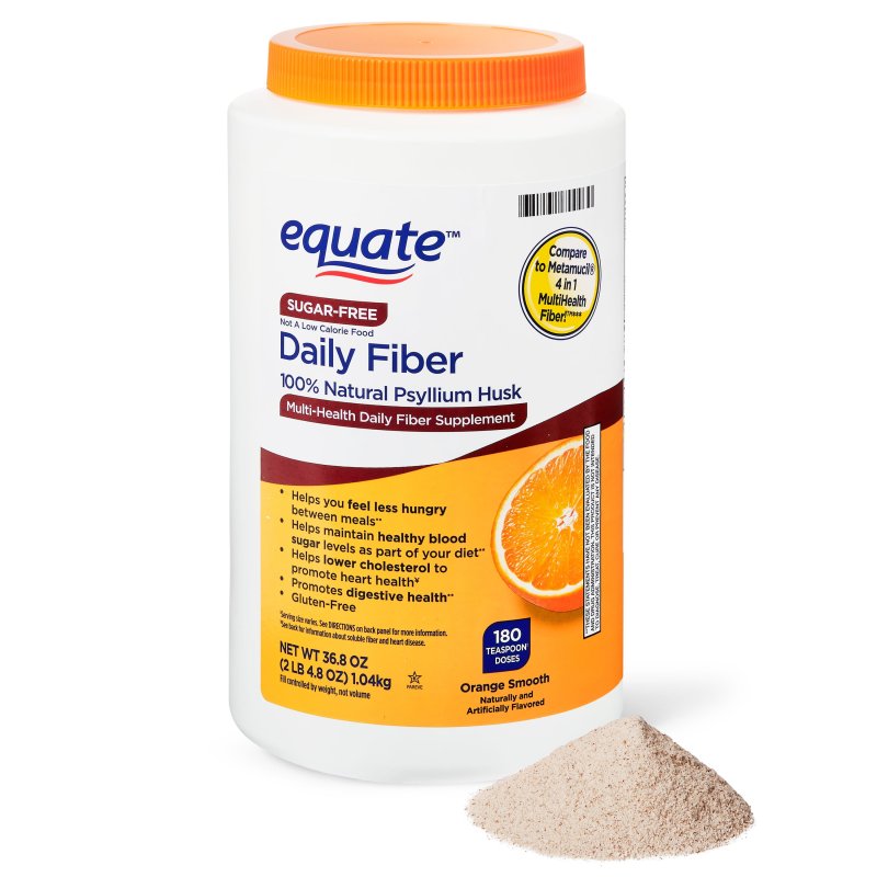 (2 PACK) EQUATE SUGAR FREE DAILY FIBER POWDER ORANGE SMOOTH 36.8 OZ