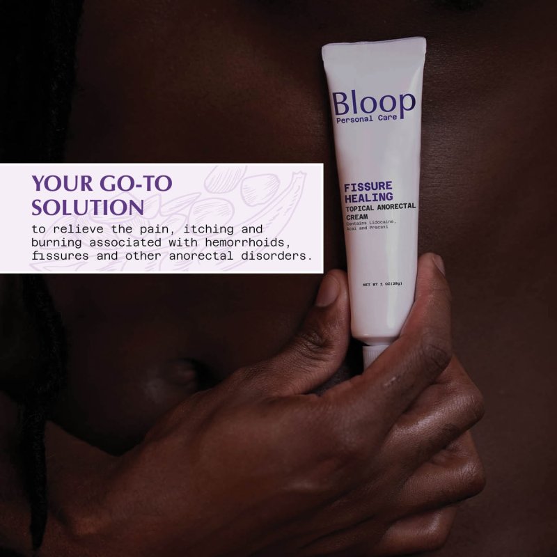 BLOOP ANORECTAL FISSURE CREAM 5% LIDOCAINE ACAI PRACAXI OILS MAX STRENGTH RAPID PAIN RELIEF 1OZ