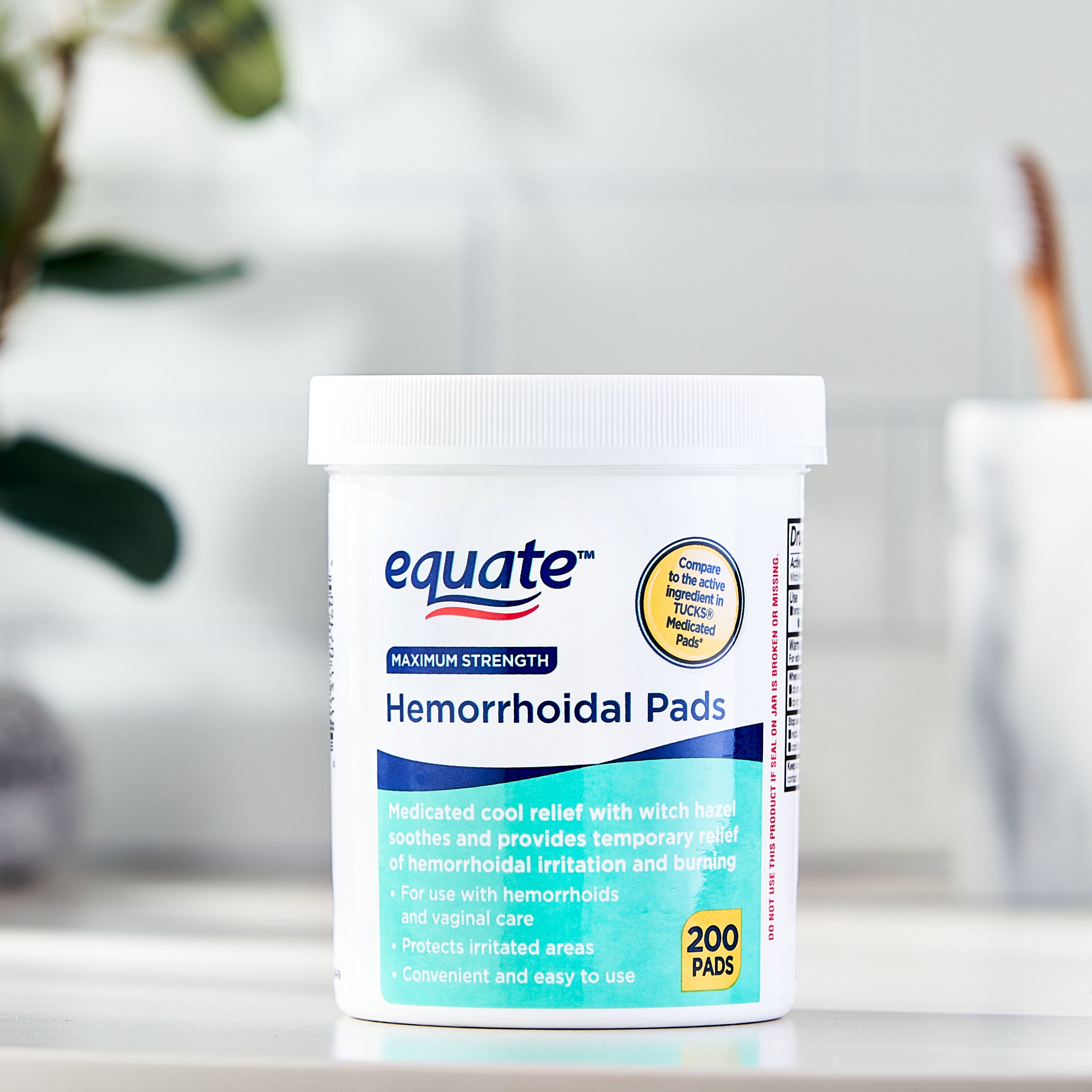 EQUATE 200 COUNT MAXIMUM STRENGTH MEDICATED COOL RELIEF HEMORRHOIDAL PADS