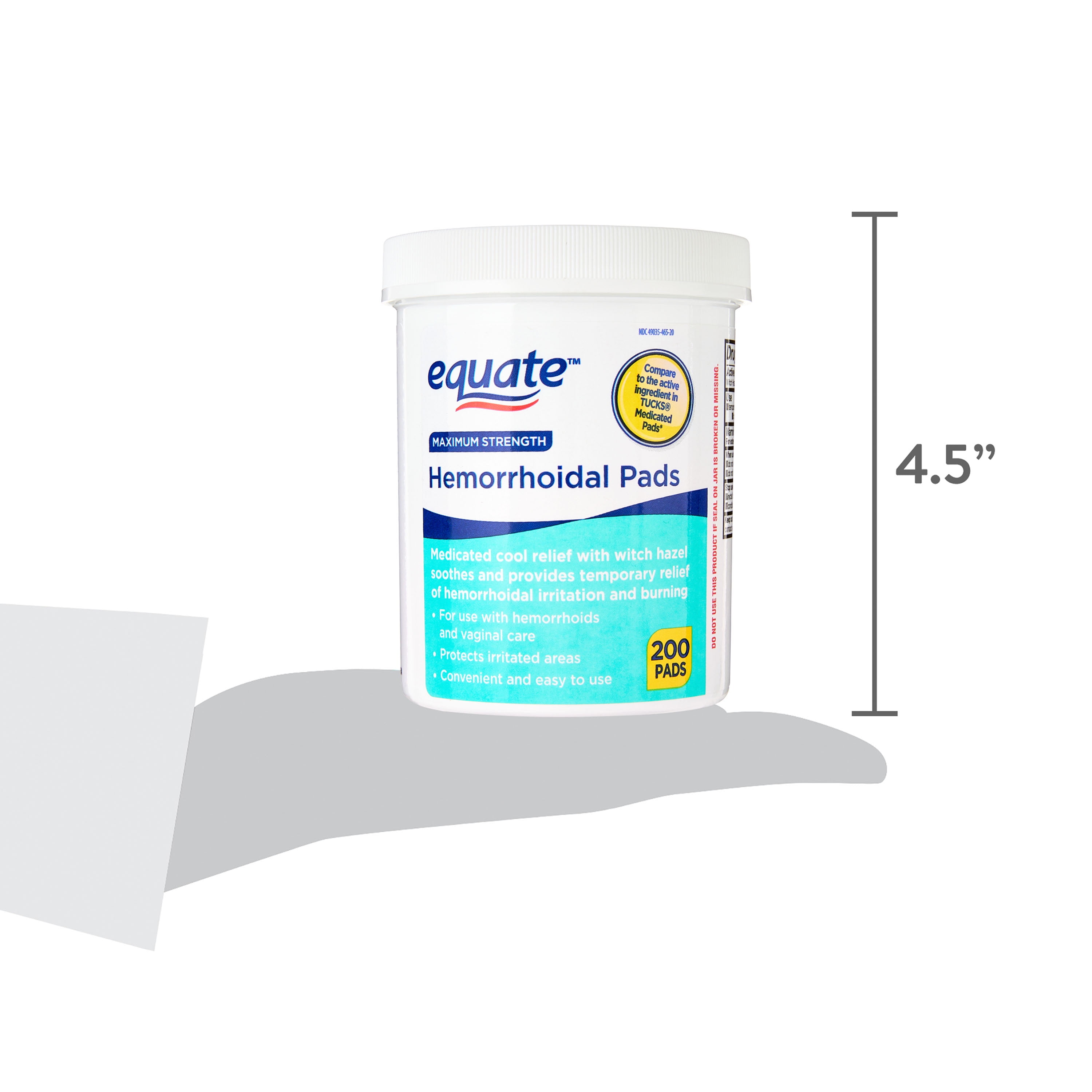 EQUATE 200 COUNT MAXIMUM STRENGTH MEDICATED COOL RELIEF HEMORRHOIDAL PADS