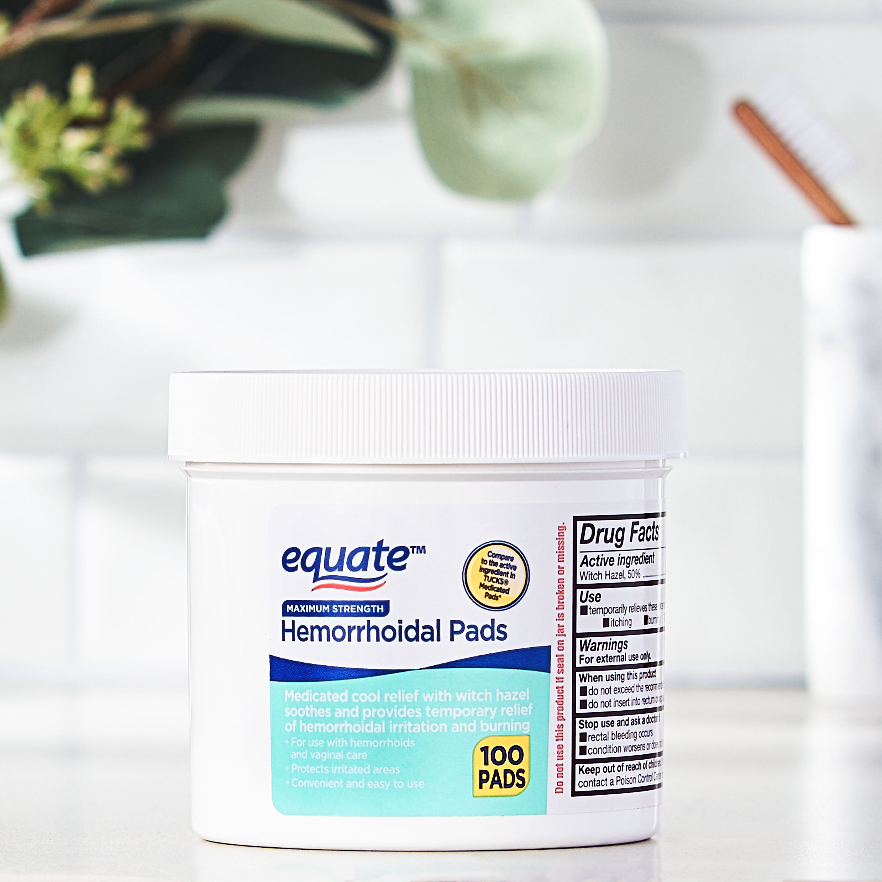 EQUATE HEMORRHOIDAL PADS WITH MEDICATED COOL RELIEF 100 COUNT