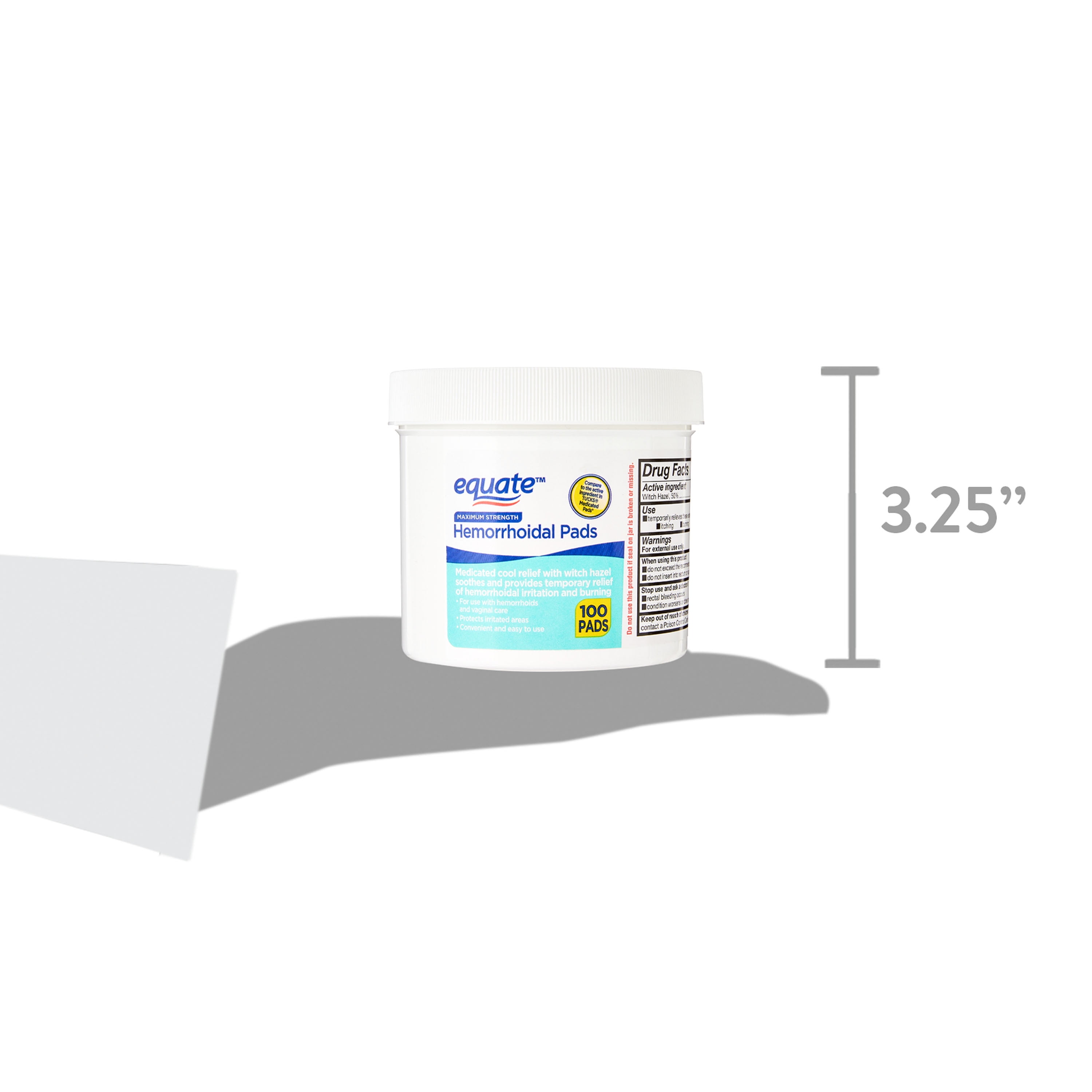 EQUATE HEMORRHOIDAL PADS WITH MEDICATED COOL RELIEF 100 COUNT