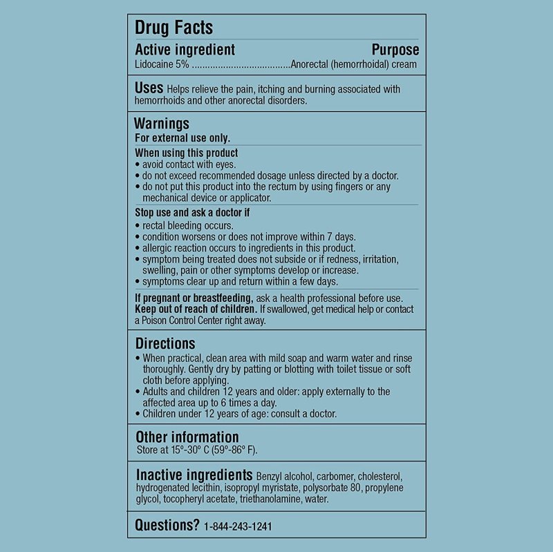 CURIST LIDOCAINE 5% CREAM 6 OZ TUBE - TOPICAL NUMBING RELIEF 5% 6 OZ TUBE