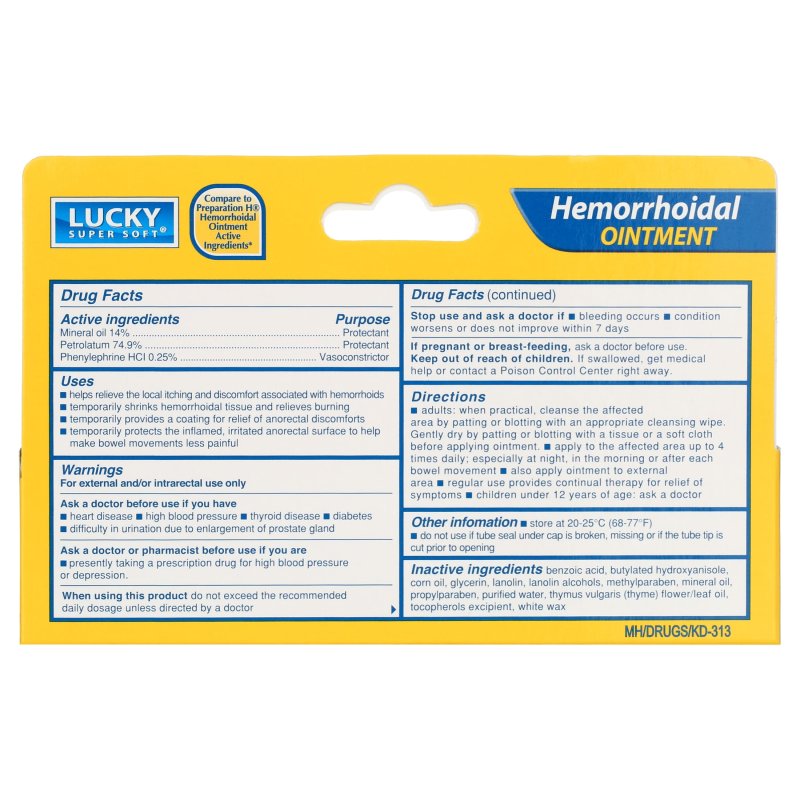 LUCKY HEMORRHOIDAL OINTMENT 1.50 OZ PACK OF 2 FOR IRRITATION PREVENTION