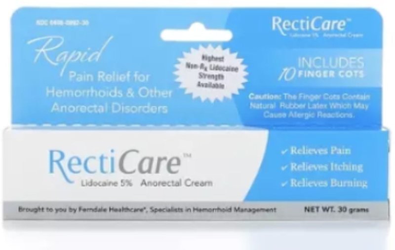 RECTICARE ANORECTAL RAPID PAIN RELIEF CREAM 30G FOR FAST RELIEF