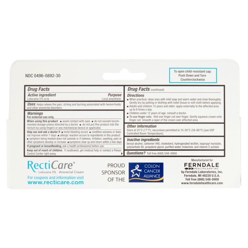 RECTICARE ANORECTAL RAPID PAIN RELIEF CREAM 30G FOR FAST RELIEF