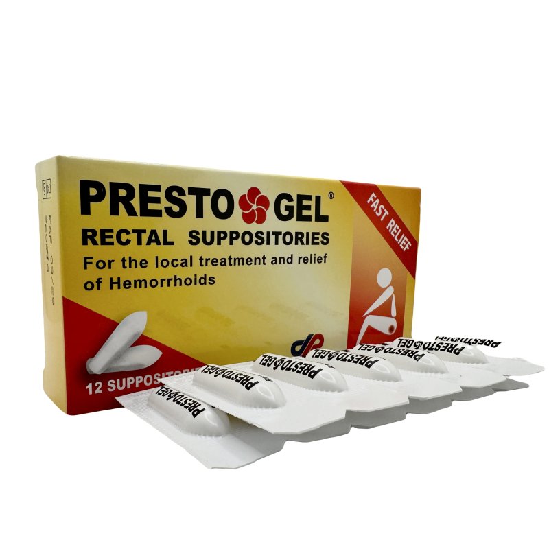 PRESTO GEL - SUPOSITORIOS RECTALES NATURALES PARA HEMORROIDES TRATAMIENTO RáPIDO Y ALIVIO PICAZóN HINCHAZóN ARDOR MOLESTIAS PACK 12