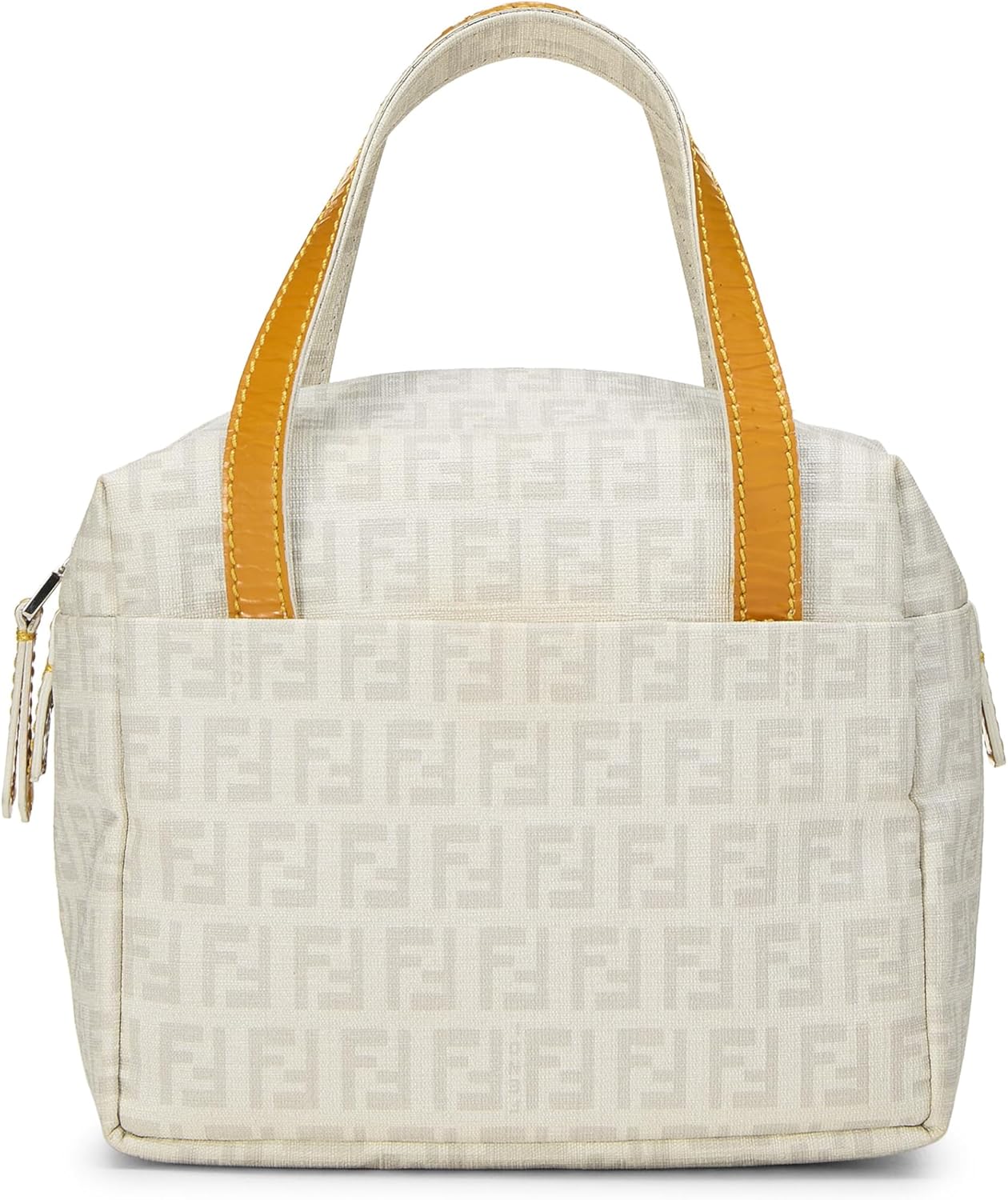 FENDI PRE-LOVED YELLOW ZUCCHINO COATED CANVAS BOSTON MINI, YELLOW