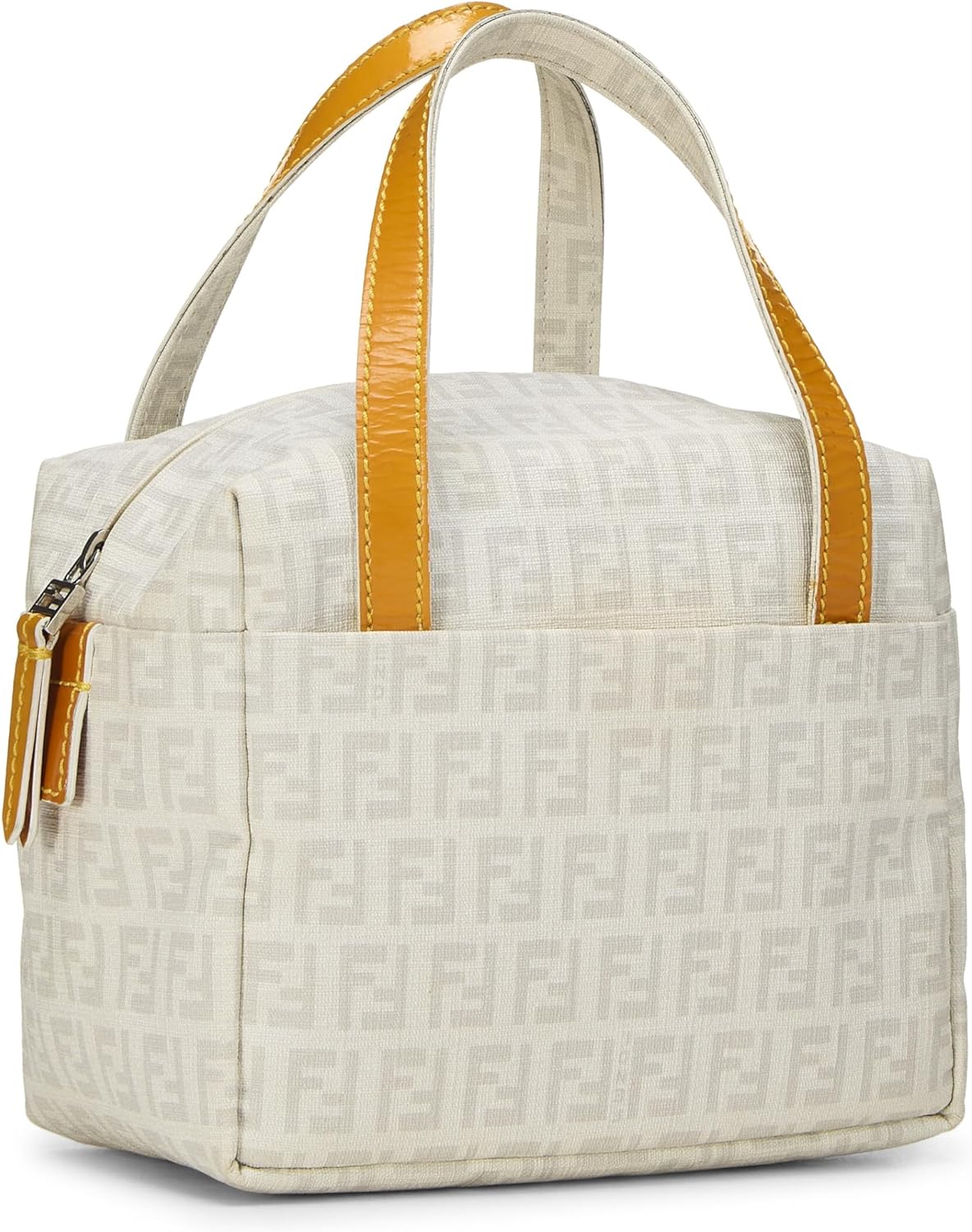 FENDI PRE-LOVED YELLOW ZUCCHINO COATED CANVAS BOSTON MINI, YELLOW
