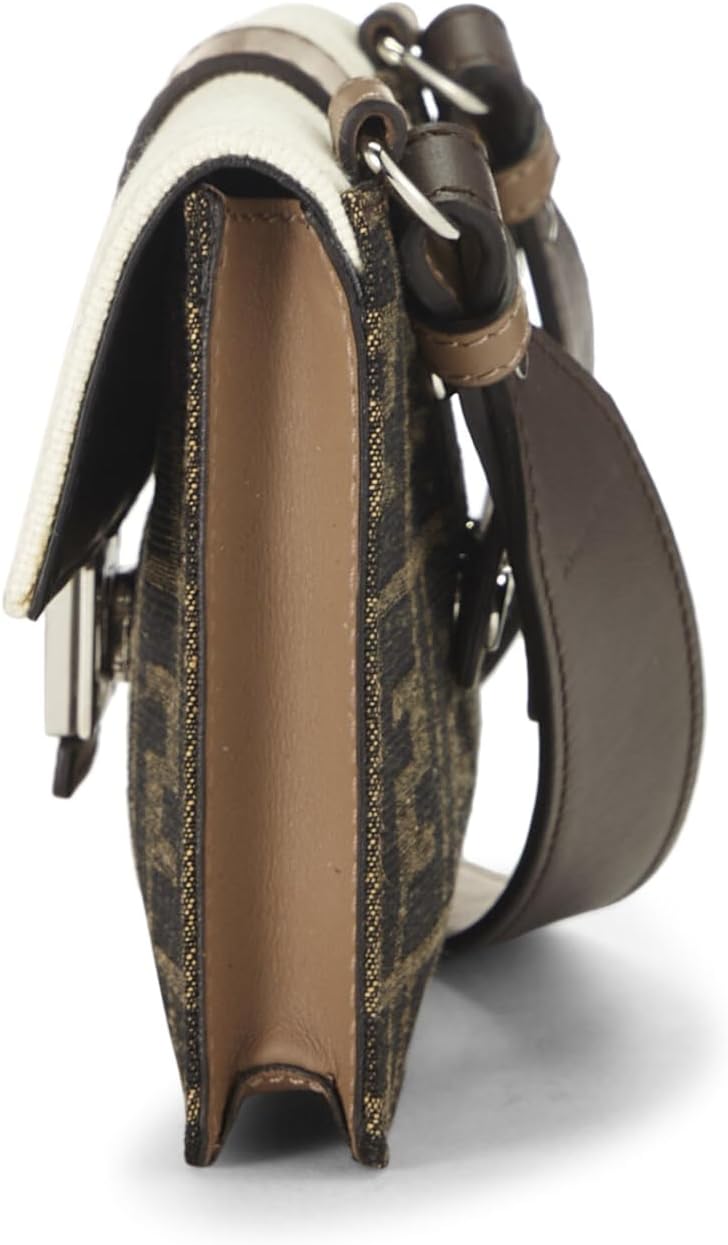 FENDI PRE-LOVED BROWN CANVAS FLAT BAGUETTE BAG MICRO, BROWN