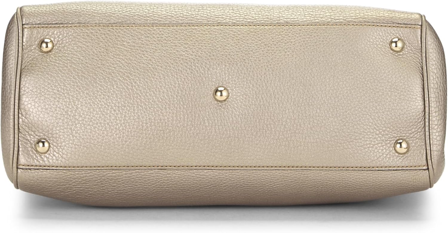 GUCCI PRE-LOVED GOLD GRAINED LEATHER BAMBOO SHOPPER TOTE, GOLD