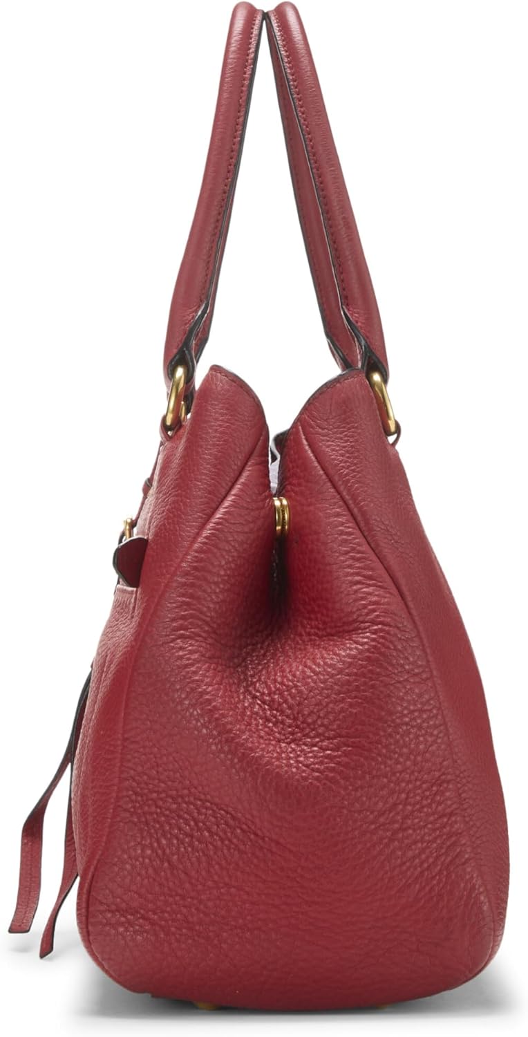 PRADA PRE-LOVED RED VITELLO DAINO CONVERTIBLE TOTE SMALL, RED