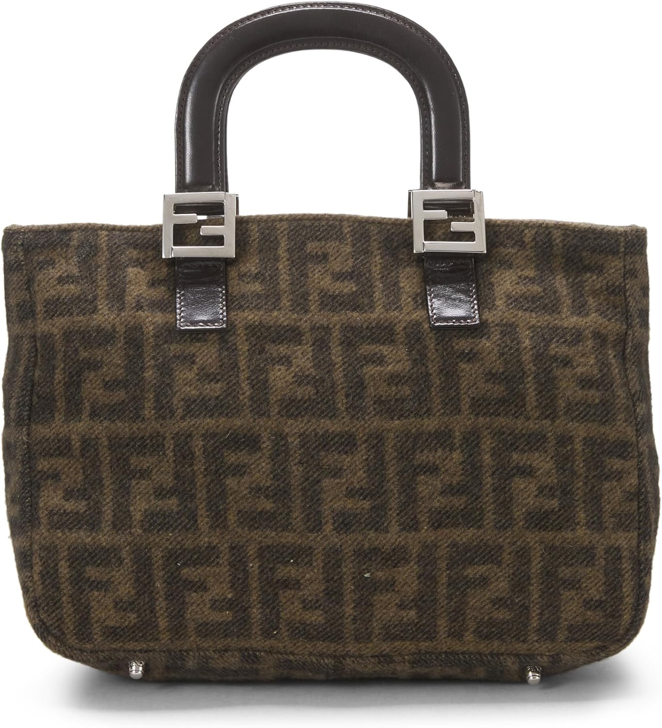 FENDI PRE-LOVED BROWN ZUCCA WOOL HANDBAG, BROWN