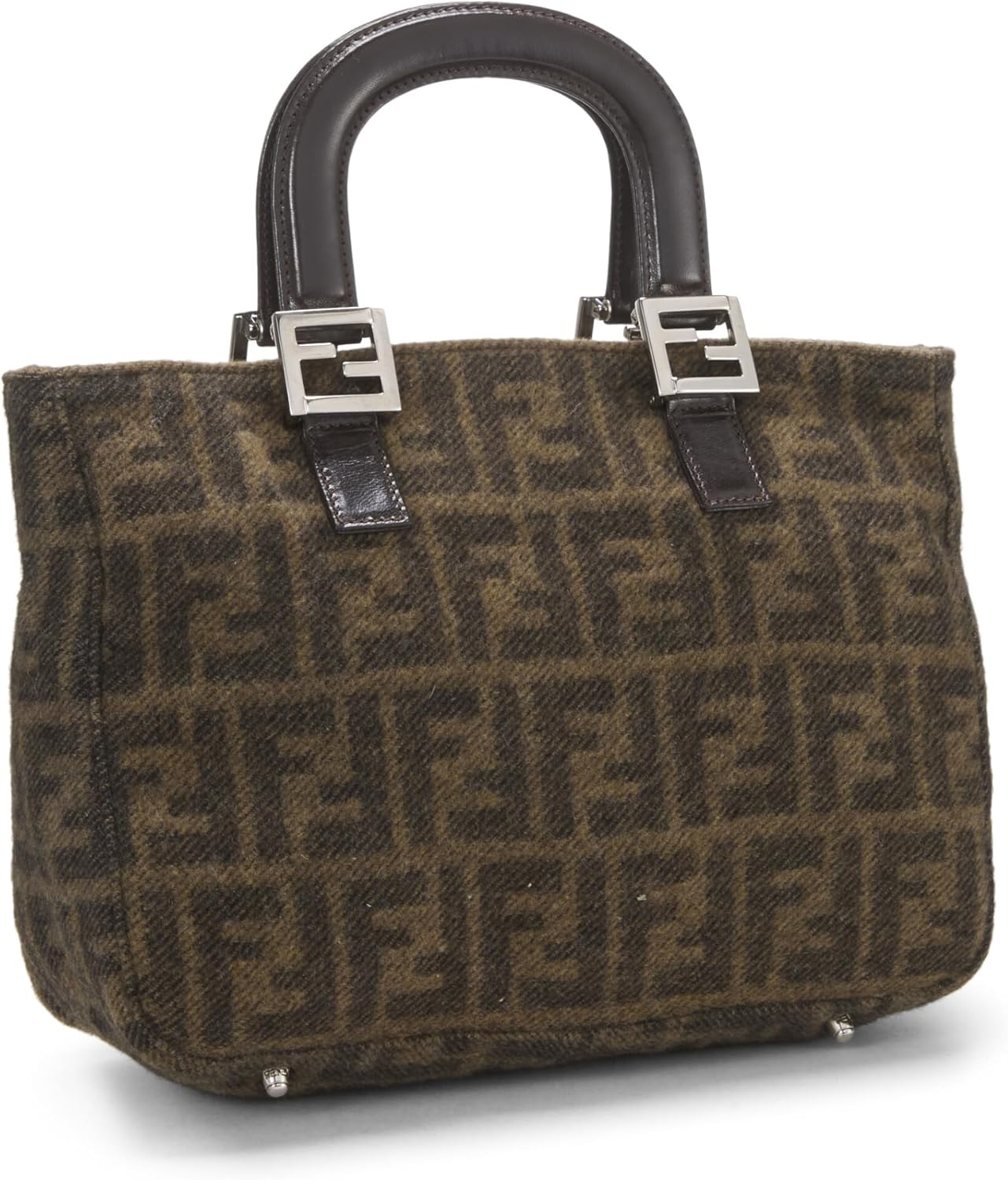 FENDI PRE-LOVED BROWN ZUCCA WOOL HANDBAG, BROWN