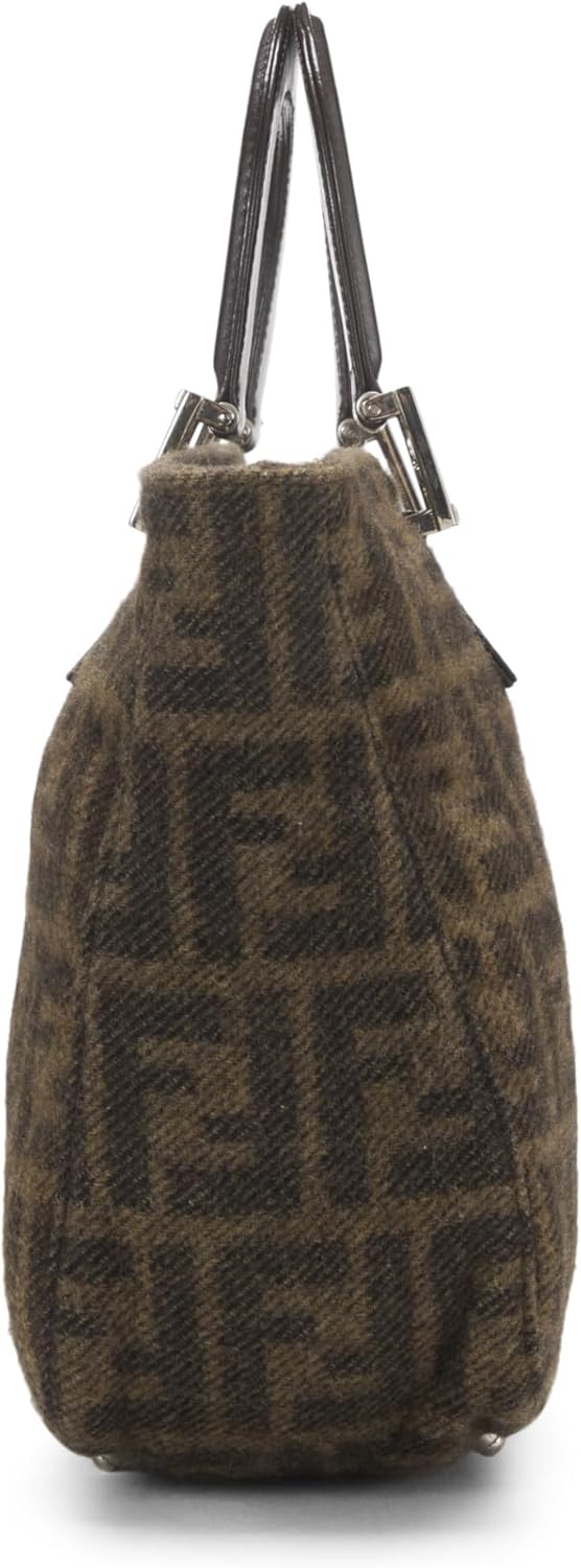 FENDI PRE-LOVED BROWN ZUCCA WOOL HANDBAG, BROWN