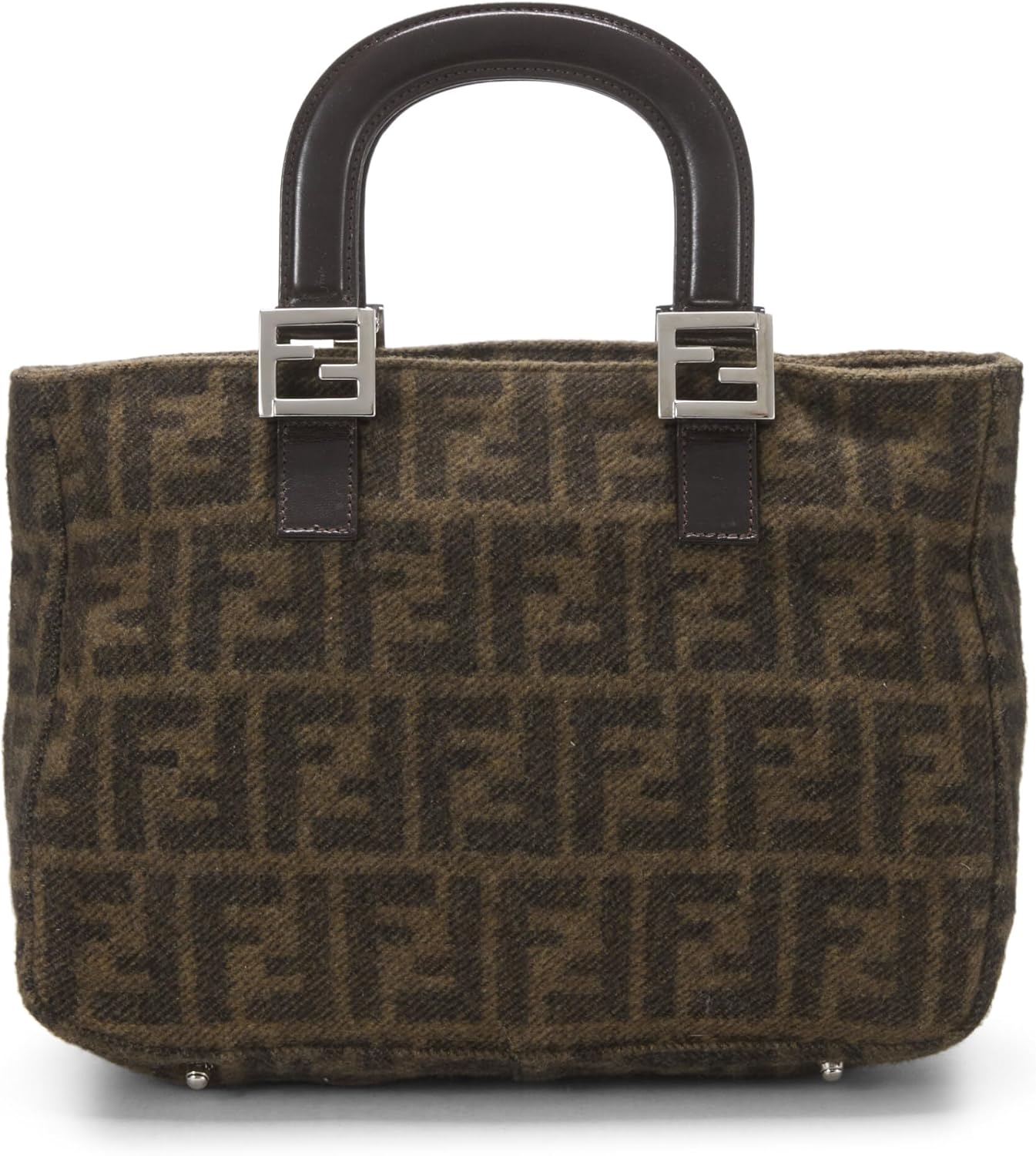FENDI PRE-LOVED BROWN ZUCCA WOOL HANDBAG, BROWN