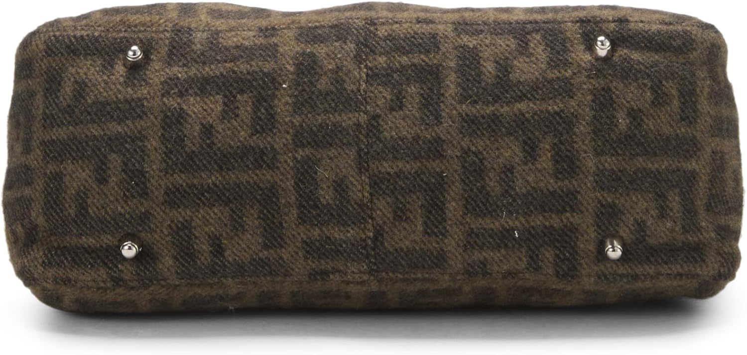 FENDI PRE-LOVED BROWN ZUCCA WOOL HANDBAG, BROWN