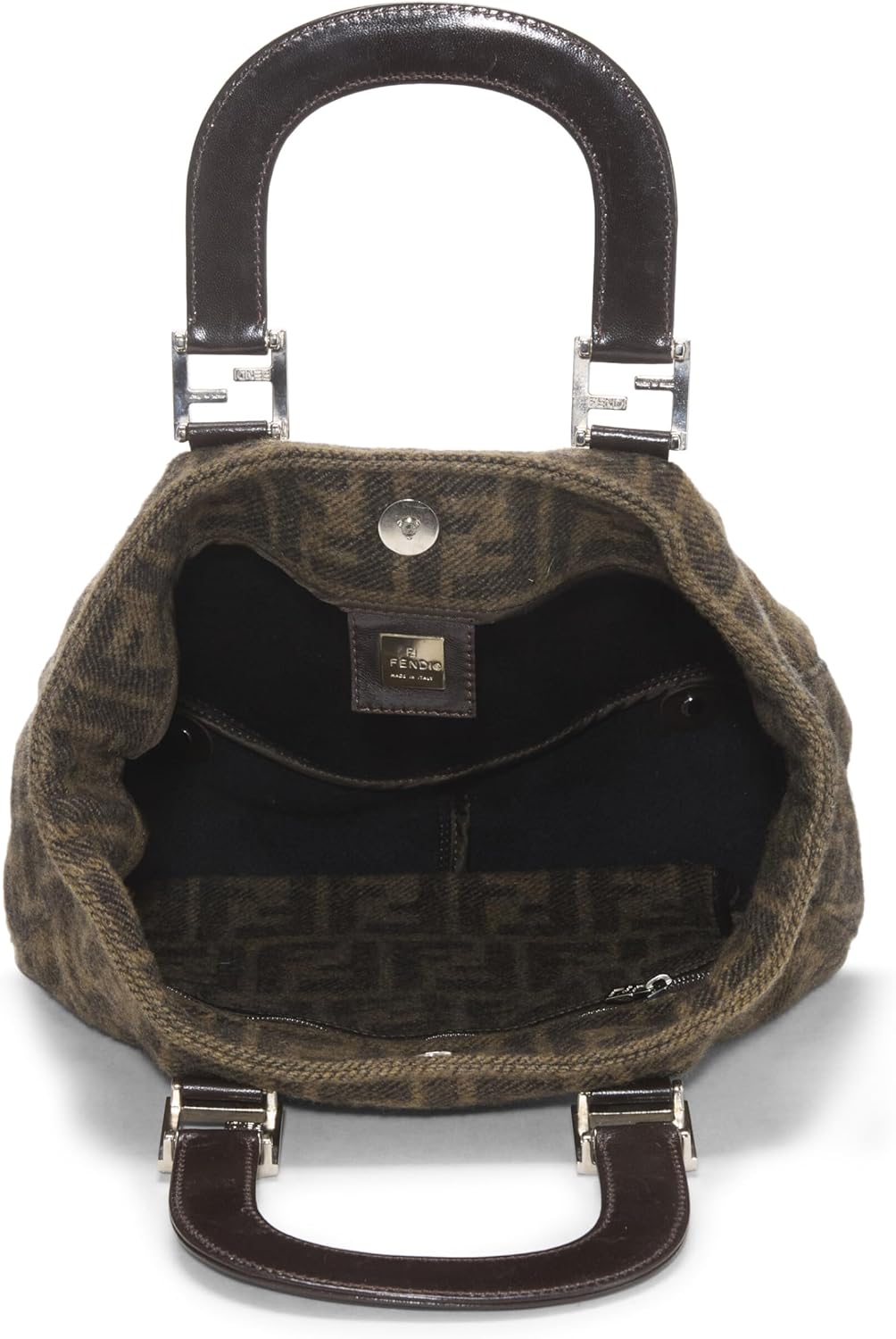 FENDI PRE-LOVED BROWN ZUCCA WOOL HANDBAG, BROWN