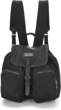 GUCCI PRE-LOVED BLACK NYLON DOUBLE POCKET BACKPACK, BLACK