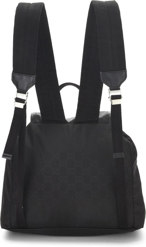 GUCCI PRE-LOVED BLACK NYLON DOUBLE POCKET BACKPACK, BLACK