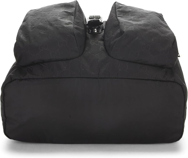 GUCCI PRE-LOVED BLACK NYLON DOUBLE POCKET BACKPACK, BLACK
