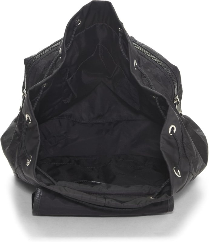 GUCCI PRE-LOVED BLACK NYLON DOUBLE POCKET BACKPACK, BLACK