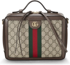 GUCCI PRE-LOVED ORIGINAL GG SUPREME CANVAS WEB OPHIDIA SHOULDER BAG MEDIUM, BROWN