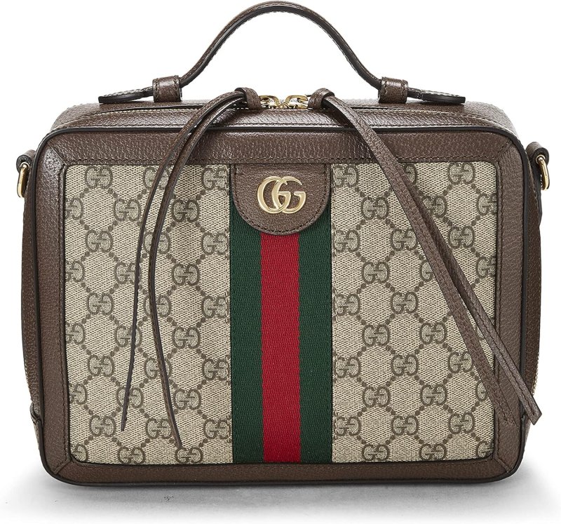 GUCCI PRE-LOVED ORIGINAL GG SUPREME CANVAS WEB OPHIDIA SHOULDER BAG MEDIUM, BROWN
