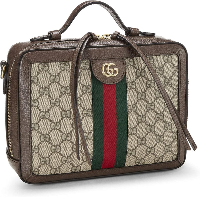 GUCCI PRE-LOVED ORIGINAL GG SUPREME CANVAS WEB OPHIDIA SHOULDER BAG MEDIUM, BROWN