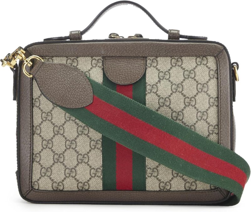 GUCCI PRE-LOVED ORIGINAL GG SUPREME CANVAS WEB OPHIDIA SHOULDER BAG MEDIUM, BROWN