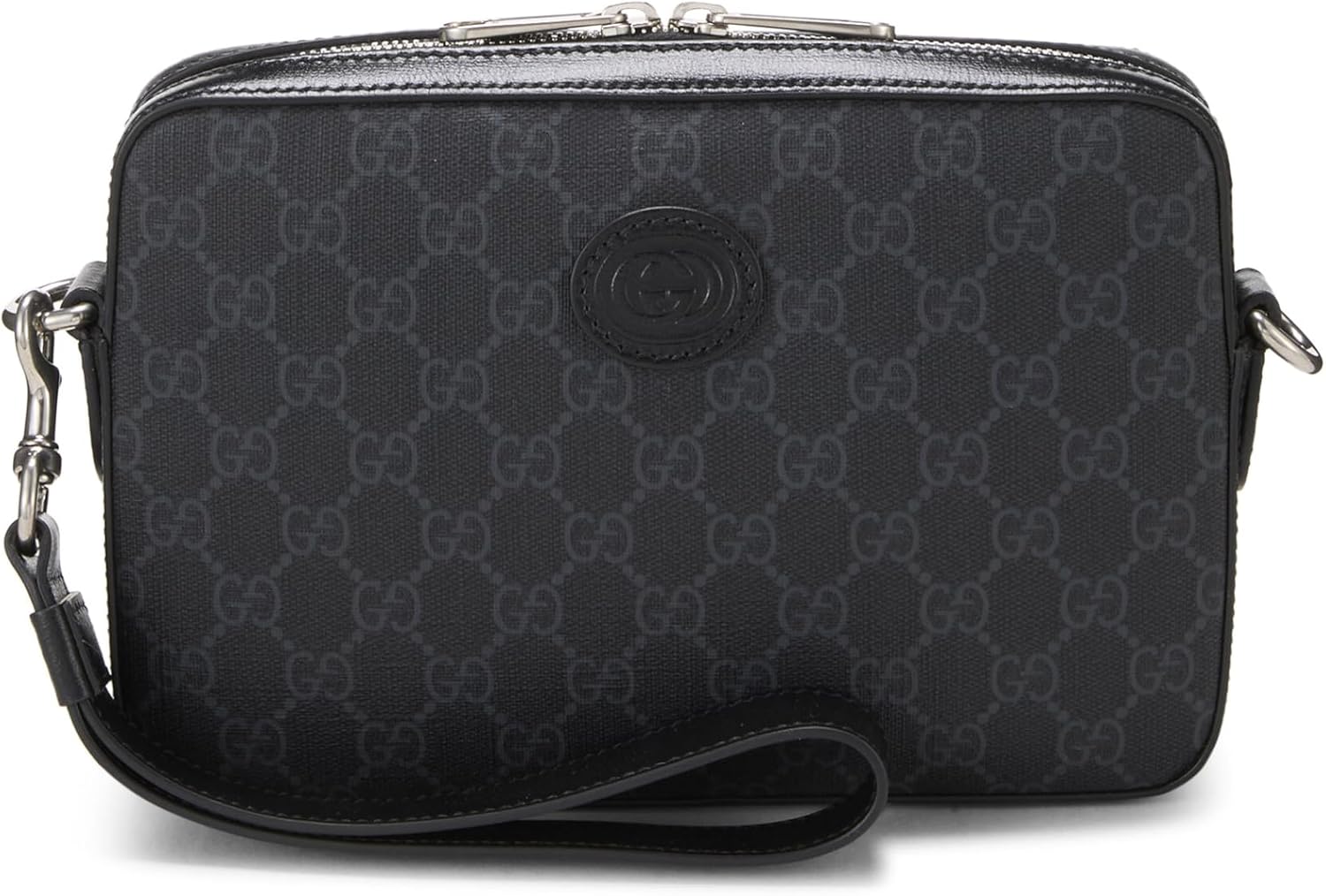 GUCCI PRE-LOVED BLACK GG SUPREME CANVAS INTERLOCKING GG CROSSBODY SMALL, BLACK