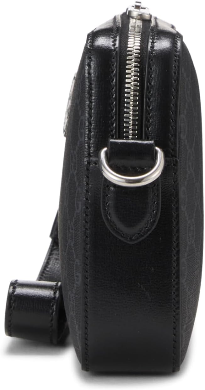 GUCCI PRE-LOVED BLACK GG SUPREME CANVAS INTERLOCKING GG CROSSBODY SMALL, BLACK